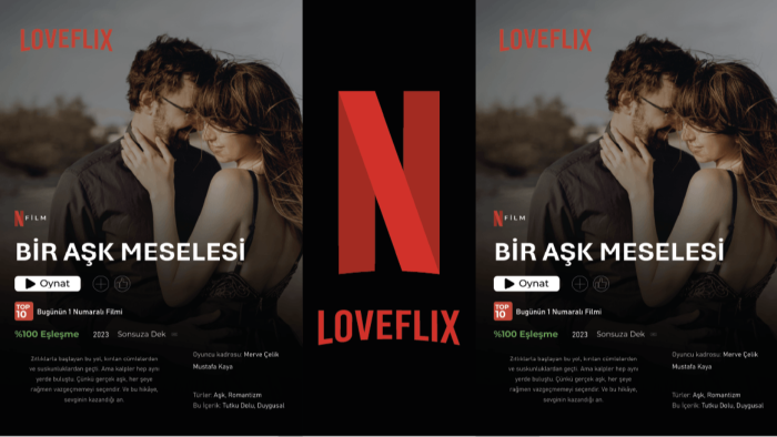14 şubat sevgililer günü loveflix konsepti yapıyorum