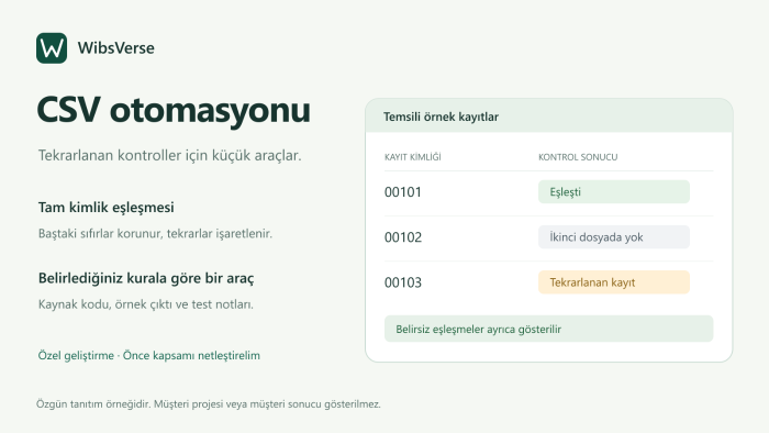CSV karşılaştırma ve düzenleme araçları geliştiririm