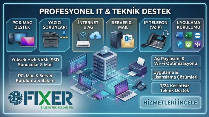 şirketiniz için tam kapsamlı IT ve teknik destek sağlarım