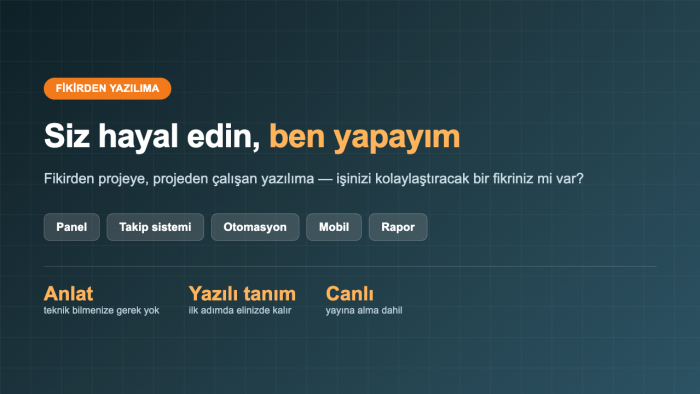 fikrinizi çalışan bir yazılıma dönüştürürüm