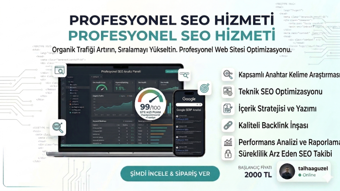 web sitenizde profesyonel SEO hizmeti sağlayabilirim