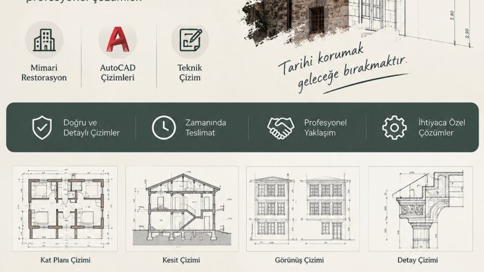  AutoCAD ile kat planları ve teknik çizimler sunuyorum
