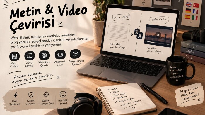 İngilizce-Türkçe metin ve video çevirisi yapabilirim