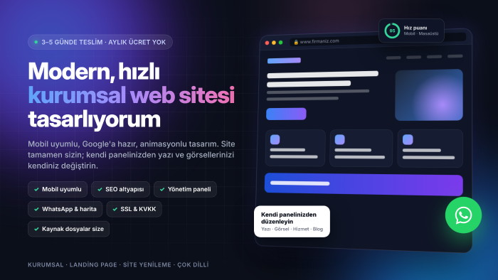 modern, mobil uyumlu kurumsal web sitesi tasarlayabilirim