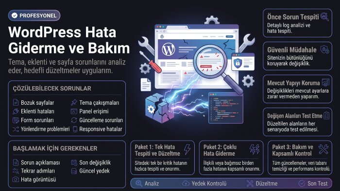 wordpress hata giderme ve bakım yaparım