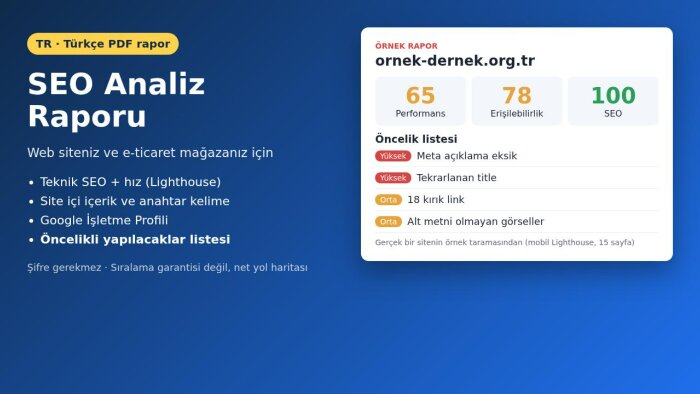 web siteniz/e-ticaret mağazanız için SEO raporu hazırlarım