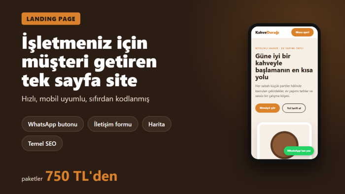 işletmeniz için hızlı ve mobil uyumlu landing page yaparım