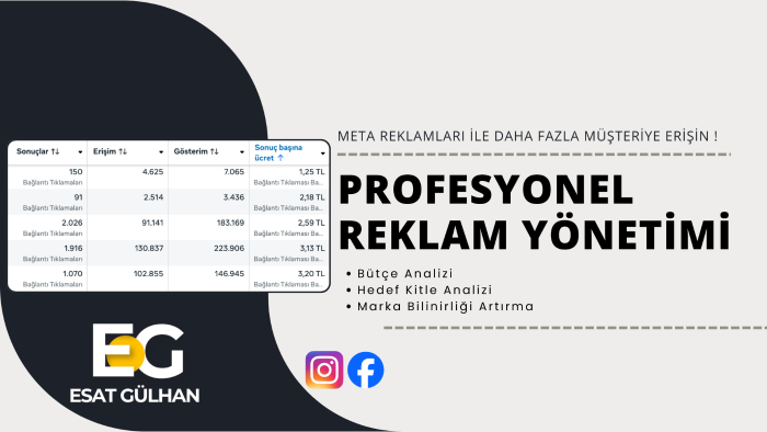 reklamlarınızı profesyonel olarak yönetebilirim
