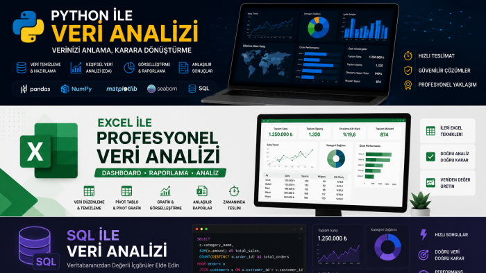 Python ile veri analizi ve raporlama ve dashboard hazırlarım