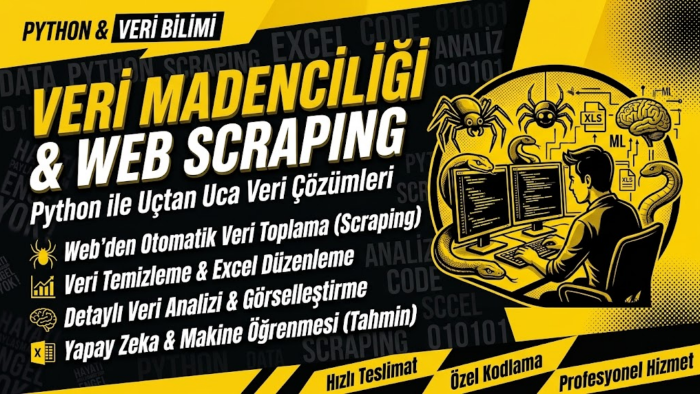veri madenciliği, web scraping ve veri analizi yapıyorum