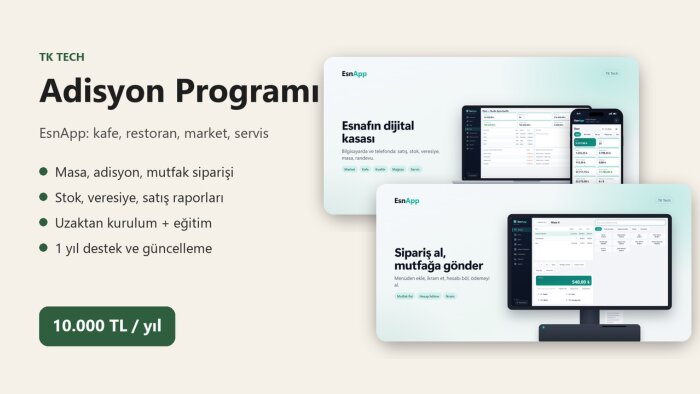 işletmenize adisyon ve stok takip programı kurarım