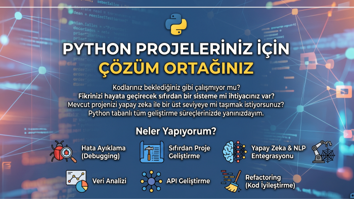 Python ile her türlü yazılım projenizi geliştiririm