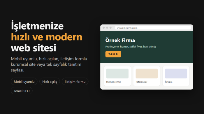 işletmeniz için hızlı ve modern web sitesi yaparım