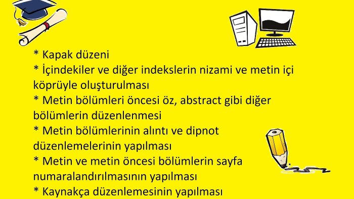 tezinizi enstitü kurallarına göre kontrol ederim