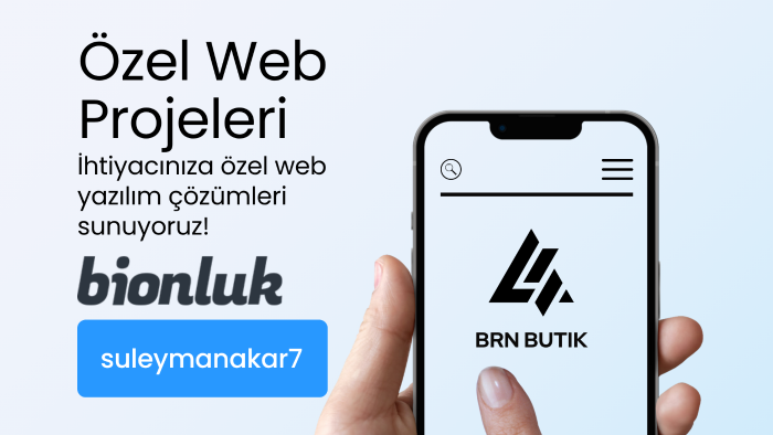 projenize özel web yazılım geliştiririm