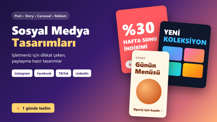 işletmeniz için sosyal medya post ve story tasarımı yaparım