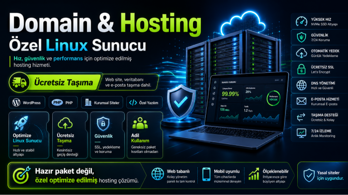 hızlı ve güvenli özel Linux sunucumda barındırma sağlarım