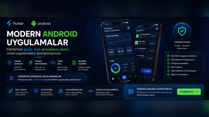Flutter ile Android mobil uygulama geliştiriyorum