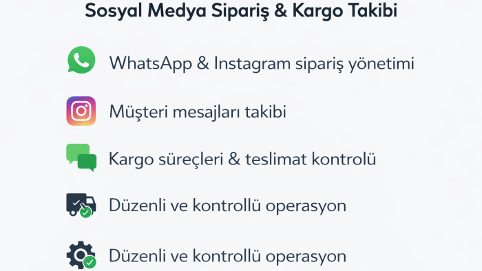 sosyal medya siparişlerini ve kargo süreçlerini düzenlerim