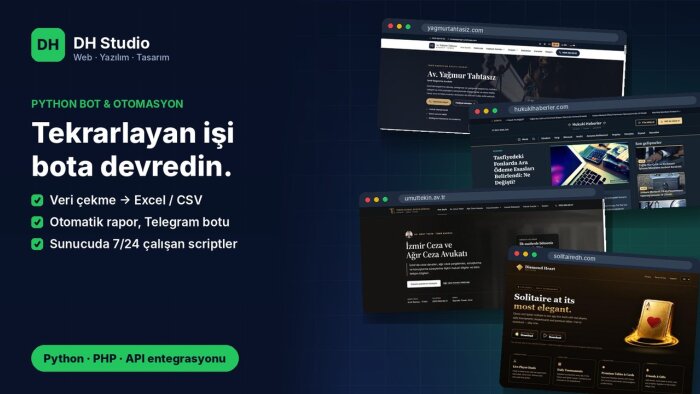 Python ile bot, veri çekme ve otomasyon yazılımı yazarım