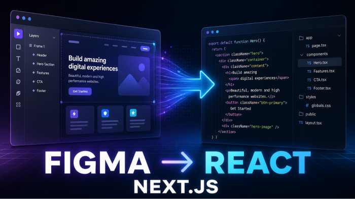 Figma tasarımınızı React veya Next.js ile kodlarım
