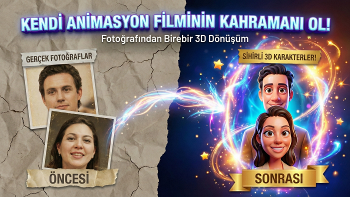 fotoğrafınızı 3D animasyon karakterine dönüştürürüm
