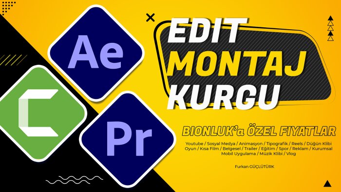 videonuzun montajını, kurgusunu ve efektlerini yaparım
