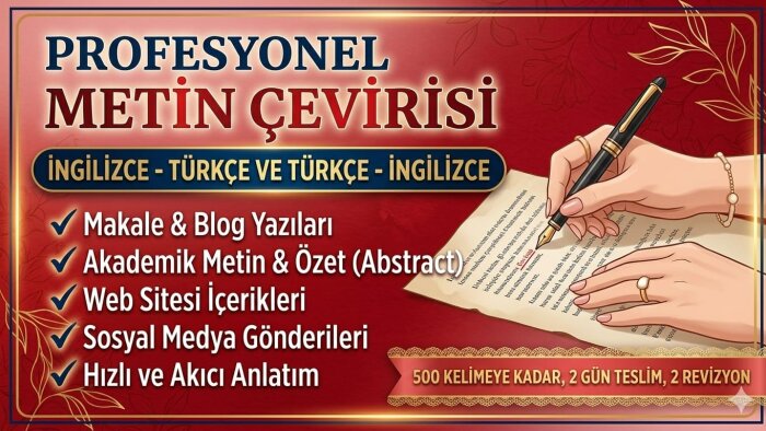 metinlerinizin anlamını bozmadan akıcı ve net çeviri yaparım