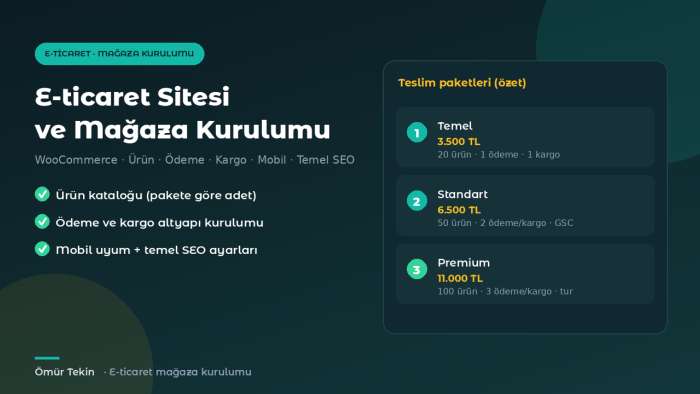 e-ticaret sitesi ve mağaza kurulumu yaparım