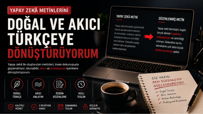 yapay zekâ metinlerini profesyonel ve akıcı hâle getiririm