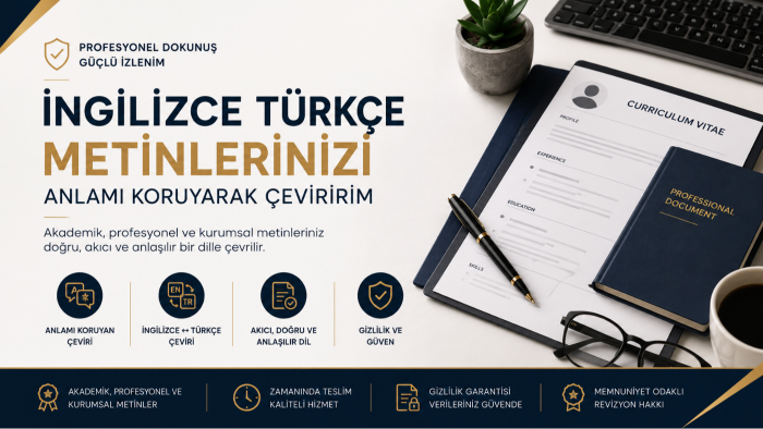 İngilizce Türkçe metinlerinizi anlamı koruyarak çeviririm