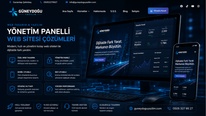 size özel yönetim paneli olan kurumsal site geliştiririm