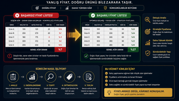 fiyat listenizi daha kârlı hale getiririm