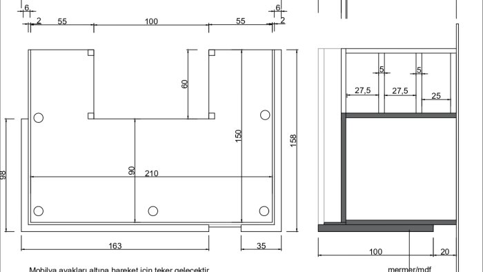 mobilya için teknik çizim yapabilirim