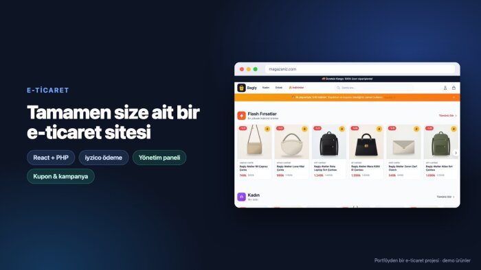 size özel kodlanmış e-ticaret sitesi kurarım