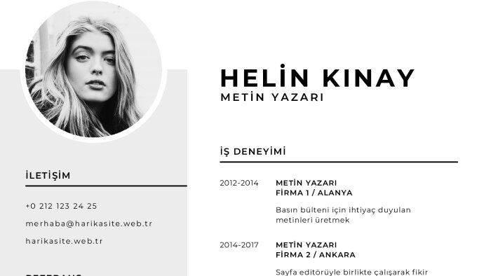 uzmanca sizin için etkileyici bir cv tasarlayabilirim