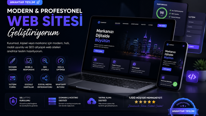 anahtar teslim profesyonel web sitesi geliştiririm