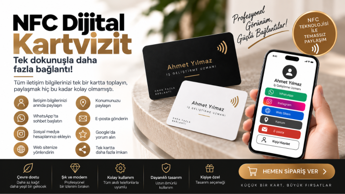 NFC özellikli dijital kartvizitinizi hazırlayabilirim