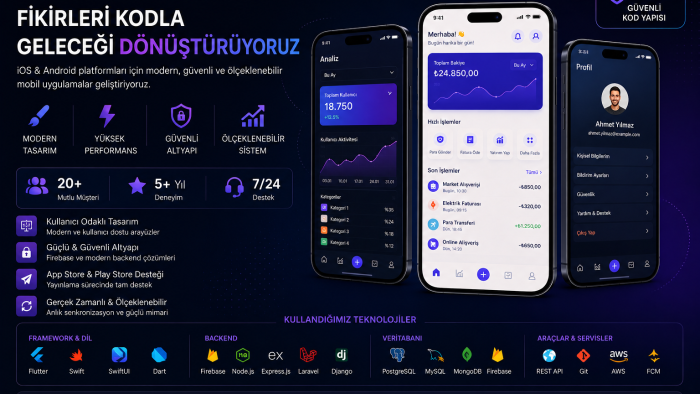 modern ve profesyonel mobil uygulamalar geliştiririm