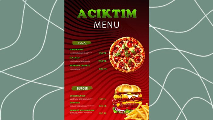  işletmeniz için menü hazırlarım
