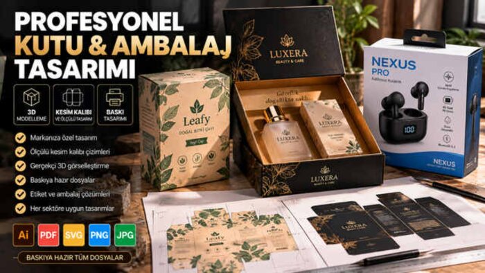 ürününüz için profesyonel kutu ve ambalaj tasarlarım