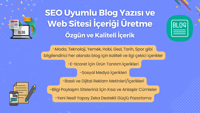 seo uyumlu blog yazısı ve web sitesi içeriği yazabilirim