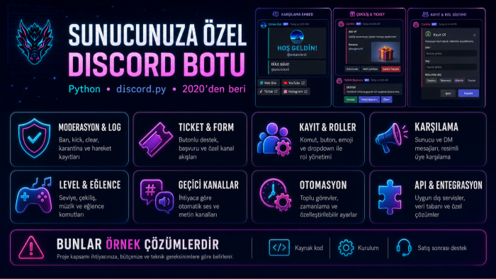 Discord botu hazırlayabilirim