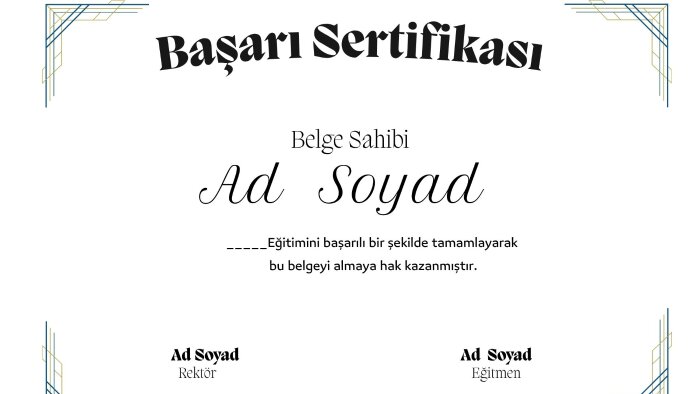eğitiminiz / kursunuz için sertifika hazırlarım