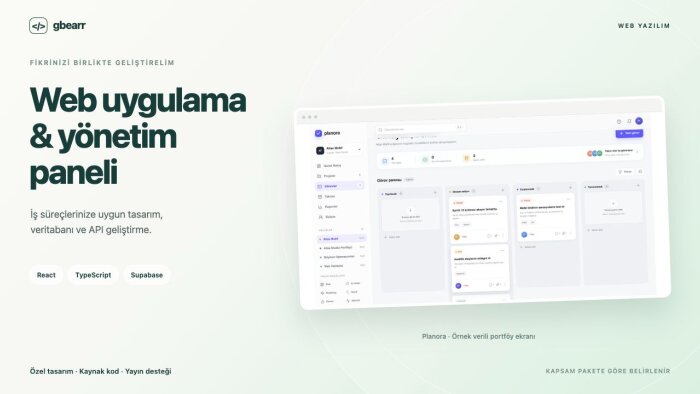 işletmenize özel web uygulaması ve admin paneli geliştiririm