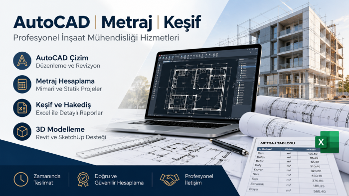 AutoCAD çizimi, metraj ve keşif hesaplaması yaparım
