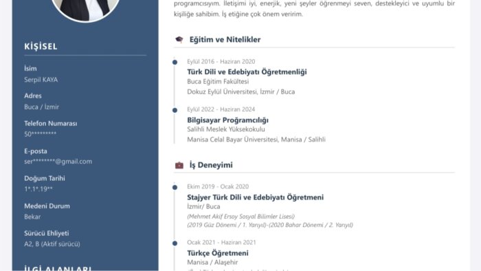 hem CV yazabilirim hem de web tasarımını yapabilirim