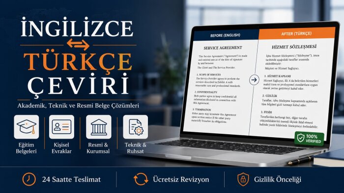 İngilizce–Türkçe belge, evrak ve sertifika çevirisi yaparım
