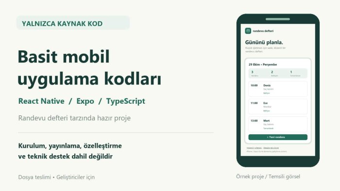 basit mobil uygulama kaynak kodlarını teslim ederim