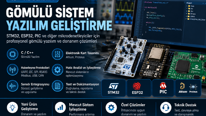 gömülü sistemler, uygulama yazılım ,elektronik kart  yaparım